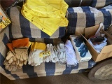 REMAINING CONTENTS OF ROOM, GLOVES, RAIN JACKET, COVERALLS, SAFE, RUBBER BOOTS, FLAG