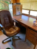 DOUBLE PEDESTAL WOOD OFFICE DESK & SWIVEL OFFICE CHAIR