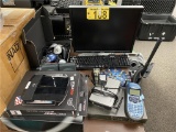 LOT OF COMPUTER COMPONENTS, DYMO LABEL MAKER, COMPUTER SPEAKERS, CABLE MODEM/ROUTERS
