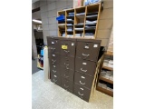 (3) 4-DRAWER FILING CABINETS W/PAPER FILE, BOOKSHELF & CONTENTS