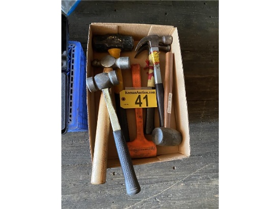 (7) ASSORTED HAMMERS; CLAW, SLEDGE, BALL PEEN, RUBBER MALLOT & DEAD BLOW