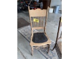 PRESSED BACK SIDE CHAIR W/LEATHER SEAT