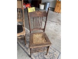 PRESSED BACK SIDE CHAIR W/CANE SEAT