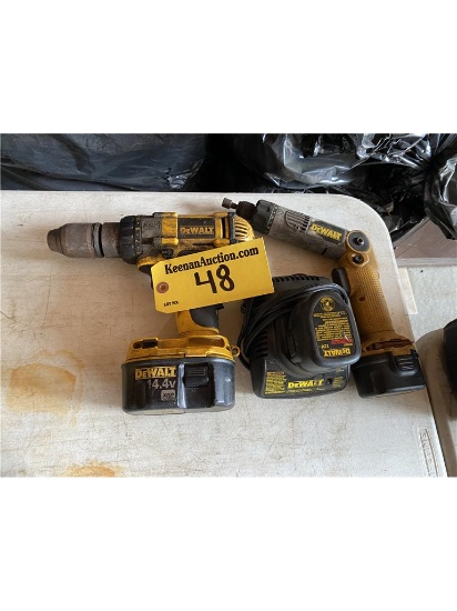 (2) DEWALT 7.2V & 14.4V CORDLESS TOOLS: DW920 DRILL, DC893 DRILL W/2-BATTERIES & CHARGER