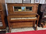 J.P. SEEBURG PIANO COMPANY NICKELODEON PIANO, S/N: 164308, STAINED ART GLASS, NEEDS REPAIR