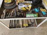 LOT: MAKITA DRILL & MISC. TOOLS ON TOP OF CART