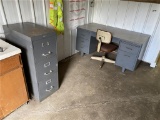 METAL DESK & FILE CABINET