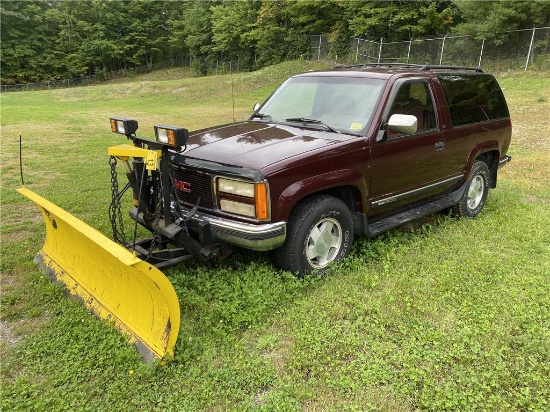 1992 GMC YUKON SLE 1500 W/8' FISHER PLOW, 150,176 MILES, VIN: 1GKEK18K4NJ715848