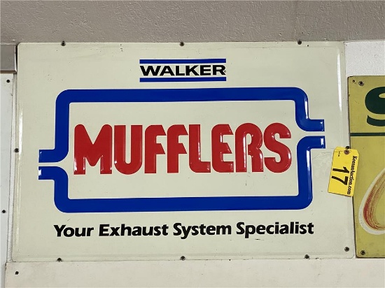 WALKER MUFFLERS TIN SIGN, 3' X 2'