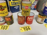 (3) VINTAGE 1-QT MOTOR OIL CANS; KENDALL & ARCO