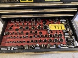 LOT OF ASSORTED SOCKETS, RATCHETS & EXTENSIONS IN 2-DRAWERS