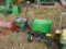 LOT: JOHN DEERE 130LB. TOW BEHIND BROADCAST SPREADER, JOHN DEERE PUSH SPREADER