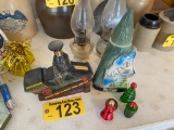 LIQUOR DECANTERS, XMAS DÉCOR, OLD MR. BOSTON 