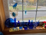 LOT: 14-PIECES BLUE GLASSWARE