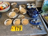 LOT: PIER 1 TEA SET, 20-PIECES ENGLISH CHINA, MINI WILLOW WARE TEA SET