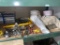 LOT: WOOD CHISELS, SAFETY RAILING, CHAIN BINDERS, TARPS, MISC. ELECTRICAL