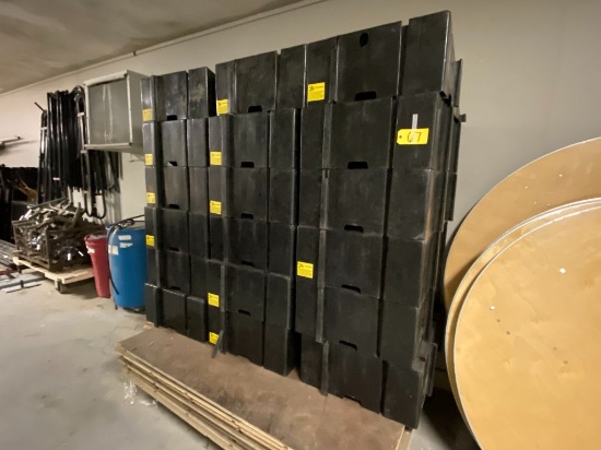 LOT: 15-SECTIONS OF BLACK STAGING W/3-RAMPS, 25" X 36" X 12"H