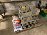 PALLET OF (2) BAGS OF ROCK SALT (50LB EACH) & (24) CINDERBLOCKS