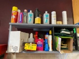 CONTENTS OF 2-SHELVES: CLEANING SUPPLIES, ELECTRICAL & MISC.