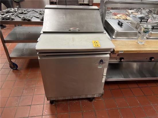 ASCEND MODEL JSP-2708 REFRIGERATED SANDWICH PREP TABLE 27"W, PORTABLE WITH 12" PREP TABLE