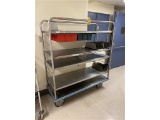 FLR 2: S/S PORTABLE ROUNDED CART, 4-SHELF W/ DIVIDERS