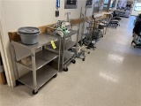 FLR 2: LOT: 2-S/S PORTABLE BUS CARTS, OXYGEN TANK CARTS, I.V. STANDS, S/S PORTABLE LINEN BASKET,