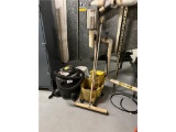 FLR 2: LOT: DAYTON 3VE22 WET/DRY VAC, MOP BUCKET, MOP & PUSH BROOM