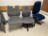 FLR 3: LOT: 3-ASSORTED CHAIRS; 2-OFFICE CHAIRS & 1-MESH BACK/BOTTOM RECEPTION CHAIR