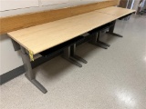 FLR 5: (3) 3' X 2' ADJUSTABLE HEIGHT MODULAR WORK DESKS W/ KEYBOARD TRAYS