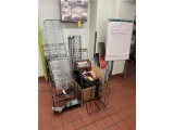 FLR B1: MISC. LOT: ASSORTED STORAGE RACKS, WIRE & S/S, DISPLAYS, EASEL, STANCHIONS
