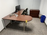 FLR B1: CONTENTS OF OFFICE: OFFICE CHAIRS, TRASH BINS, 2-DRAWER LATERAL FILE CABINET