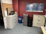 FLR B1: OFFICE LOT: 4-FILE CABINETS: 2-3-DRAWER LATERAL, 1- 2-DRAWER & 1- 3-DRAWER; RECYCLING BINS,