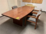 FLR B1: 8' BOAT SHAPED CONFERENCE TABLE W/ 3-CHAIRS