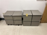 FLR B1: (4) 2-DRAWER PORTABLE FILE CABINETS W/ MONITOR STAND