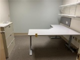 FLR B1: CONTENTS OF OFFICE: 6' X 5' ADJUSTABLE HEIGHT LIFE DESK, 3-DRAWER FILE CABINET