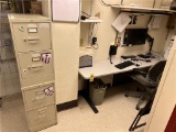 FLR B1: OFFICE SUPPLIES, 2-FILE CABINETS, 7' WORK TABLE, OFFICE CHAIR *MONITOR, PC & PRINTER NOT