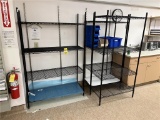 FLR B1: 3-SAFCO WIRE STORAGE RACKS, 4-SHELF & PARTS BINS