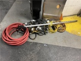 FLR B2: LOT OF ASSORTED EXTENSION CORDS, POWER STRIPS & HOSE