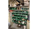 FLR B2: LOT: CONTENTS ON 7-SHELVES: PARTS BINS, PLUMBING PARTS & HARDWARE, FITTINGS & MISC