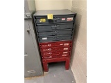 FLR B2: 2-PARTS CABINETS, 4-DRAWER & CONTENTS (1 DURHAM & 1 HI-LINE ON A STAND)