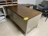 FLR B2: (2) METAL SINGLE PEDESTAL DESKS W/ RETURNS