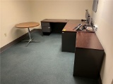 FLR B2: HON 6' X 7' L-SHAPE DESK W/ ROUND TABLE & MATCHING HON 2-DRAWER LATERAL FILE CABINET