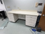 FLR 1: CONTENTS OF C.T. SCANNING ROOM: 2-MODULAR WORK STATIONS W/ PORTABLE WORK TABLE, 2- 2-DOOR