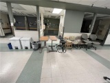 FLR 1: LOT: ASSORTED SEATING, WASTE BINS, BEDSIDE TABLES, EXAMINATION STOOLS