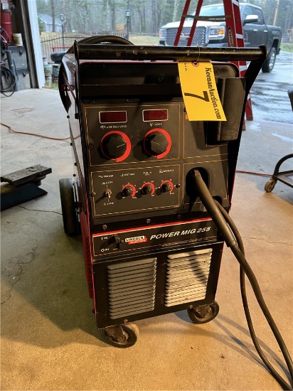 LINCOLN ELECTRIC POWER MIG 255 WELDER, CART, LEADS