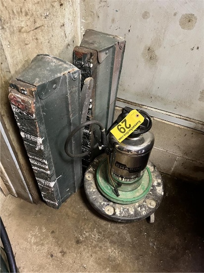 LOT: 2-SAW HORSES, STEEL SPRAYER, WASTE CAN DOLLY
