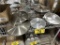 (9) ASSORTED SAUCE PAN COVERS, (VARIOUS SIZES), (7) ALUMINUM, (2) STAINLESS STEEL