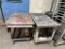 (2) SHOP CARTS, 1-METYAL W/ WOOD TOP, 1-PLASTIC W/ WOOD TOP