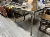 STAINLESS STEEL TABLE, PIPE LEGS 7' X 30