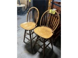 (2) SLAT BACK SWIVEL BAR STOOLS